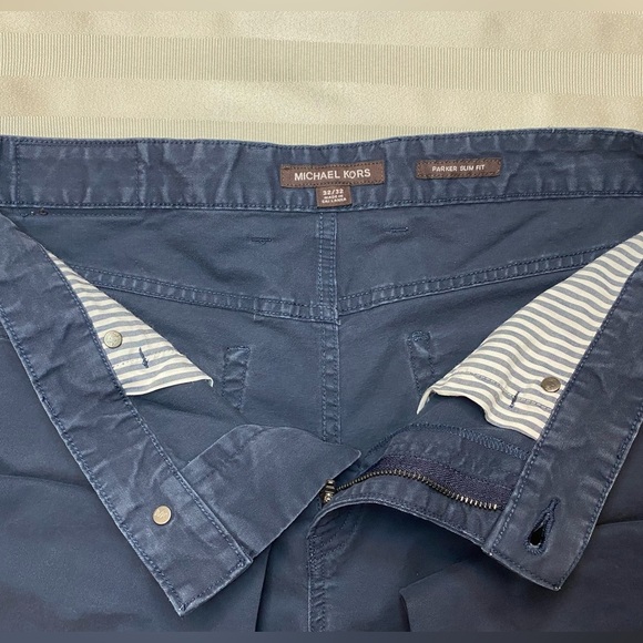 Michael Kors Men’s Parker Slim Fit Navy Twill Pants Sz 32/32 EUC - Picture 10 of 12